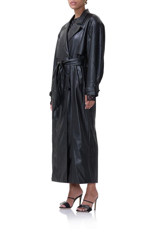 Shop Afrm Saint Faux Leather Trench Coat In Noir Pu