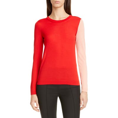 Partow Greta Colorblock Virgin Wool Sweater, Pink