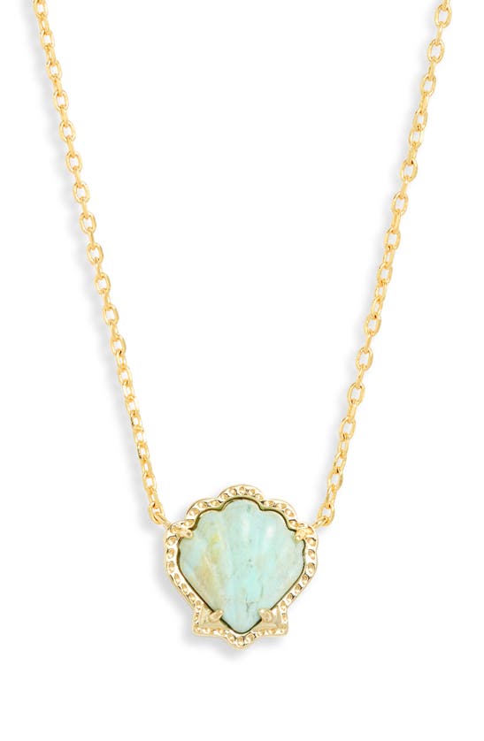 Shop Kendra Scott Brynne Shell Pendant Necklace In Gold Sea Green Chrysocolla