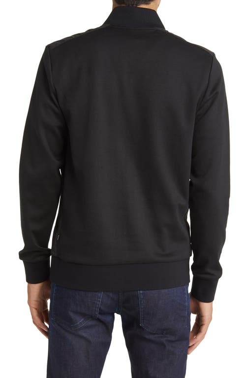 Hugo Boss Boss Stimmann Half-zip Cotton-blend Sweatshirt In Black