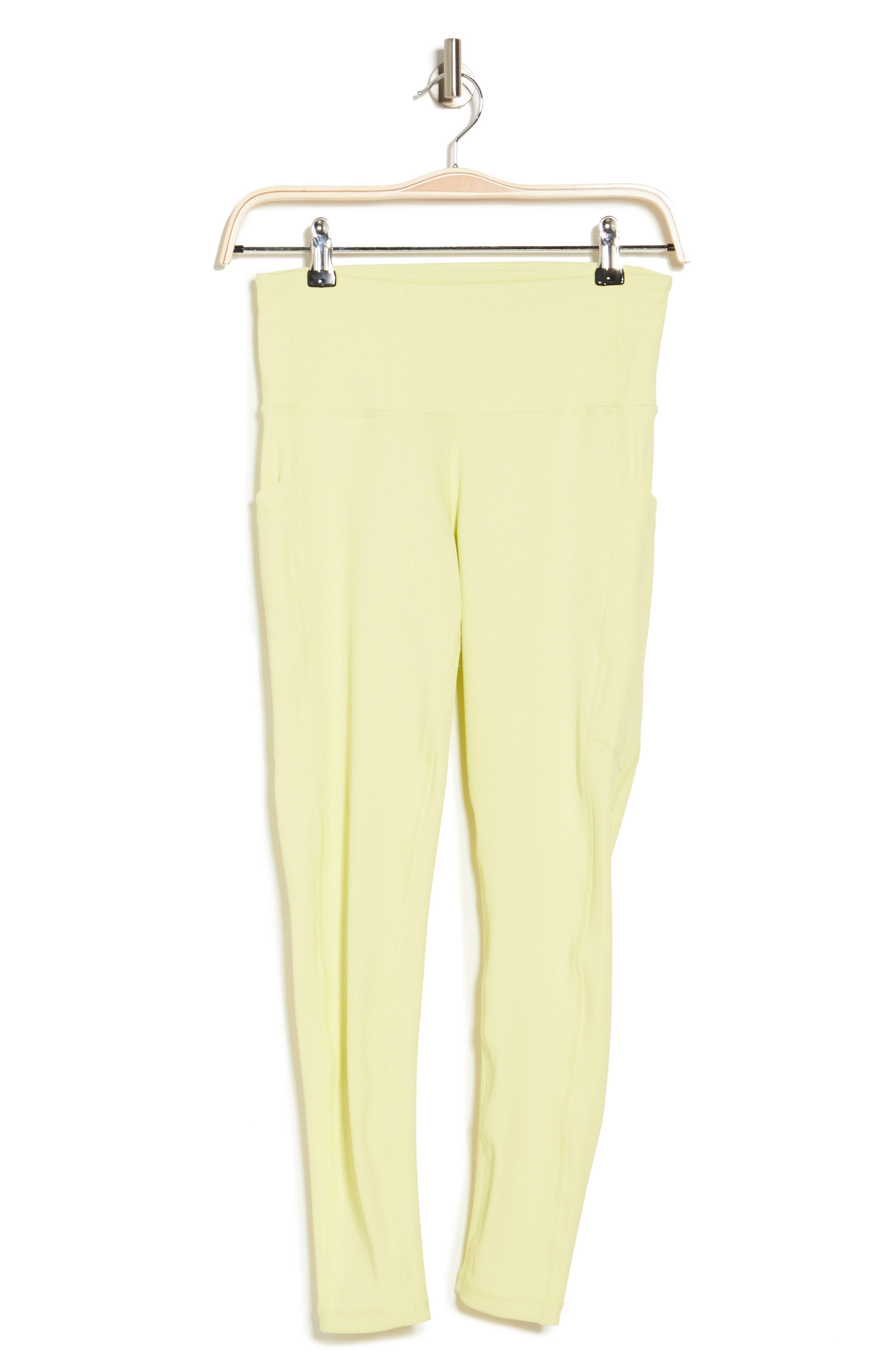 Z By Zella Daily High Waist Ribbed Pocket Leggings In Green Finch