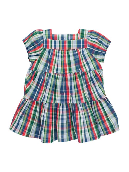 Shop Rufflebutts Girls Puff Short Sleeve Tiered Dress In Prep School Plaid