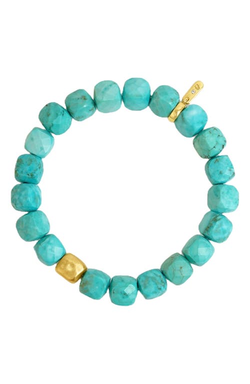 Nomad Turquoise Beaded Stretch Bracelet in Turquoise Sky/Gold