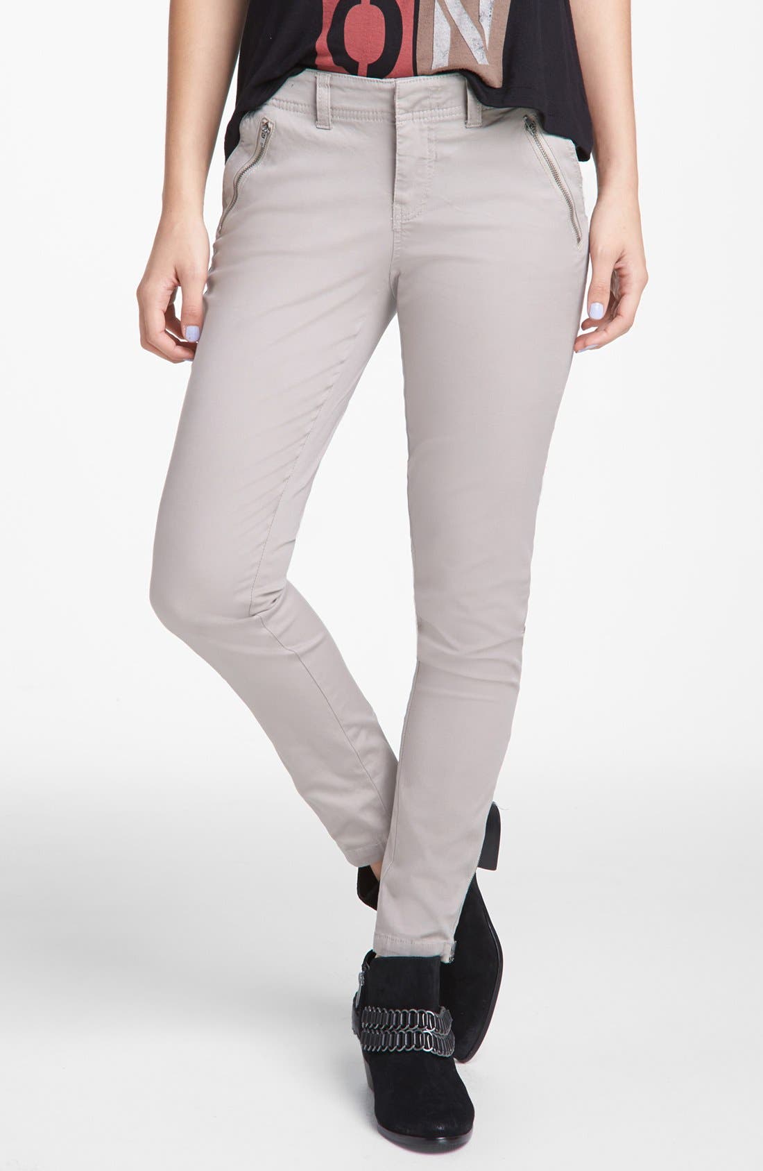 Jolt Zipper Detail Twill Pants (Juniors) Nordstrom