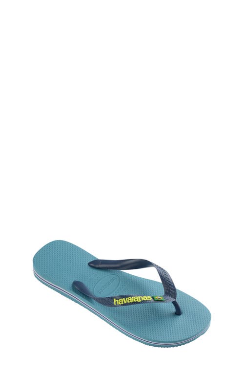 Havaianas Kids' Brazil Logo Flip Flop in Nautical Blue at Nordstrom, Size 9 M