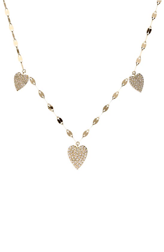 Lana Triple Heart Charm Necklace In Metallic