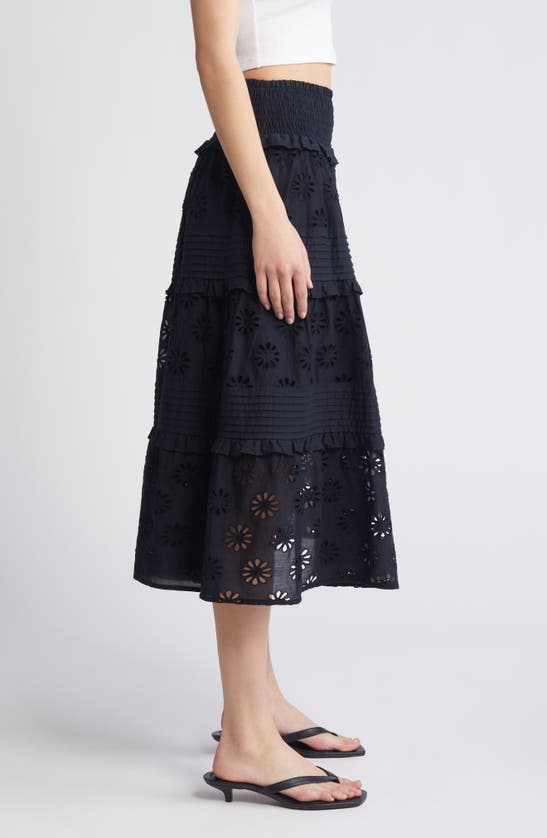 Shop Rails Gail Tiered Cotton Eyelet Skirt In Black