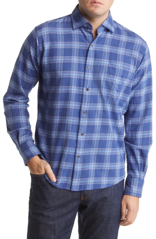 Peter Millar Hang Glider Plaid Cotton Sport Shirt In Atlantic Blue ...