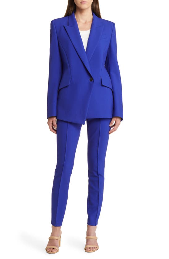 Hugo Boss Regular-fit Jacket In Stretch Fabric With Asymmetric Front In Open Blue