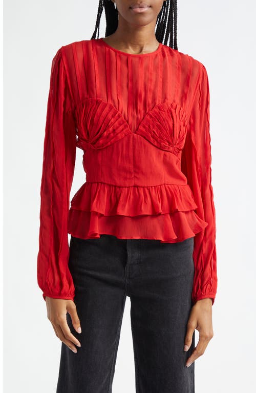 Shop Farm Rio Pleated Peplum Top In Red