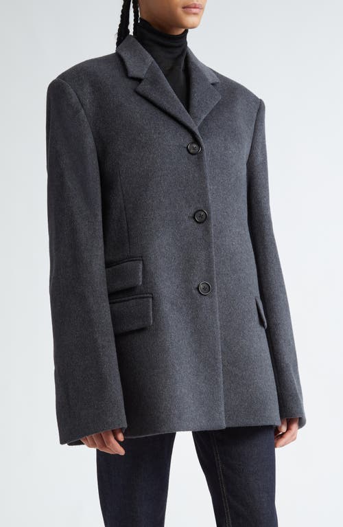 Shop Totême Toteme Straight Wool & Cashmere Jacket In Grey Melange