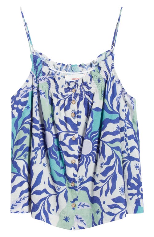 Shop Xirena Xírena Tavi Print Cotton Camisole In Stellar Blue Helios