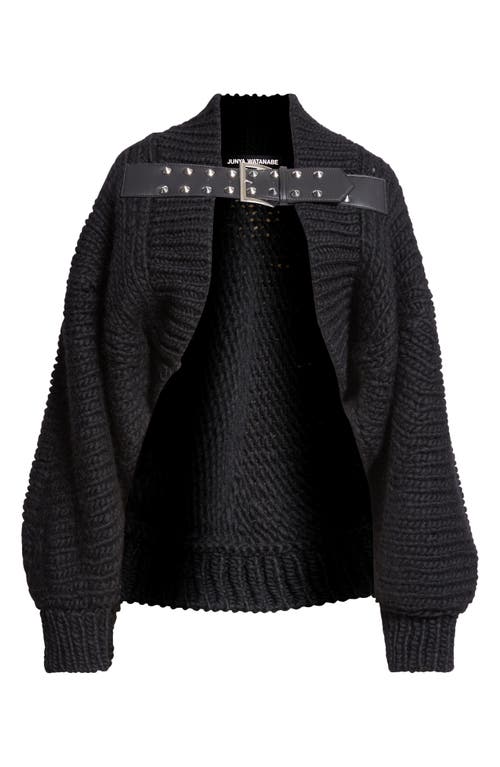 Shop Junya Watanabe Spike Belt Wool Cardigan In Black