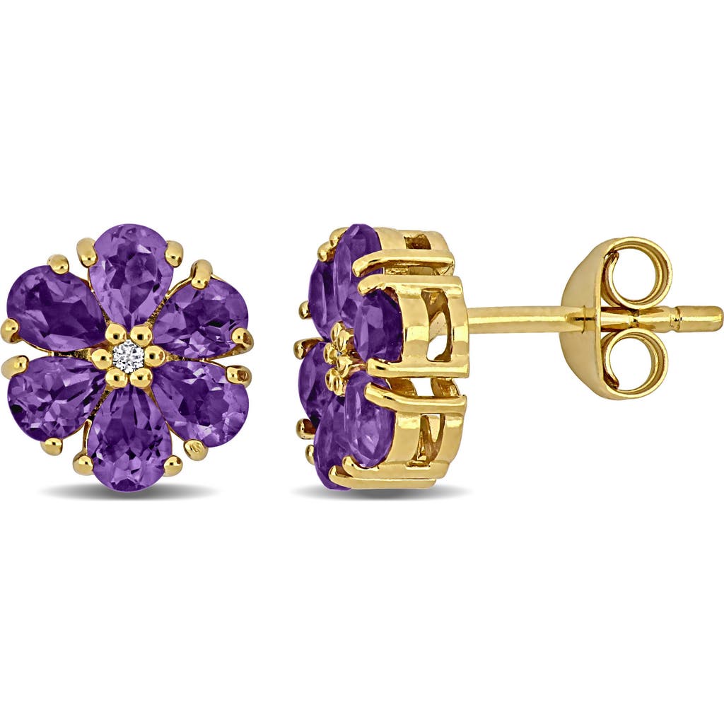 Delmar Semiprecious Stone & White Topaz Floral Stud Earrings In Purple