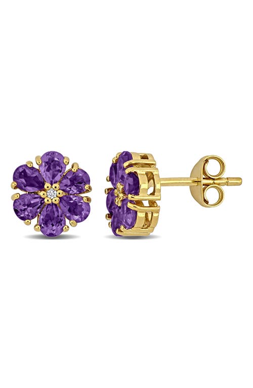 Delmar Semiprecious Stone & White Topaz Floral Stud Earrings In Purple