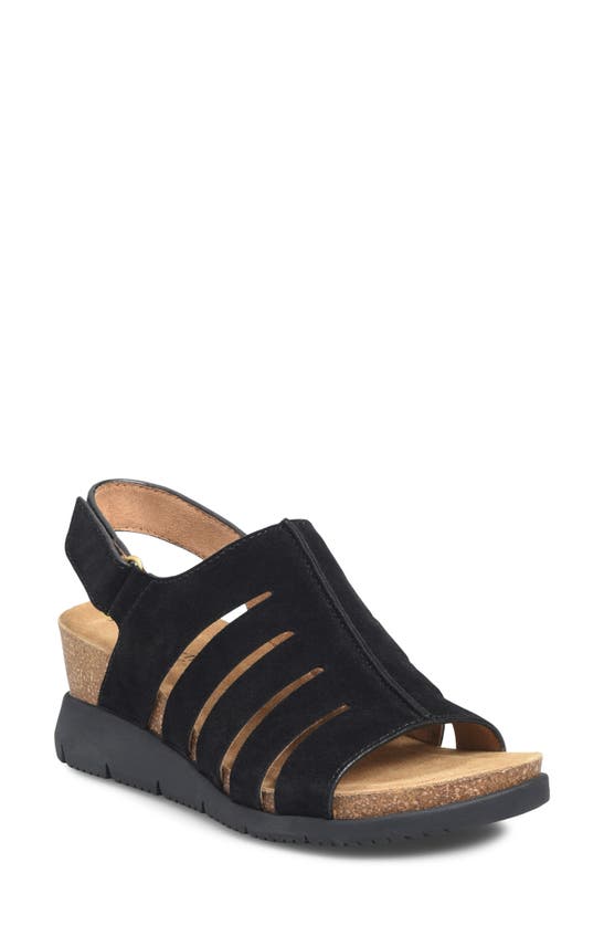 Shop Comfortiva Scottie Slingback Wedge Sandal In Black