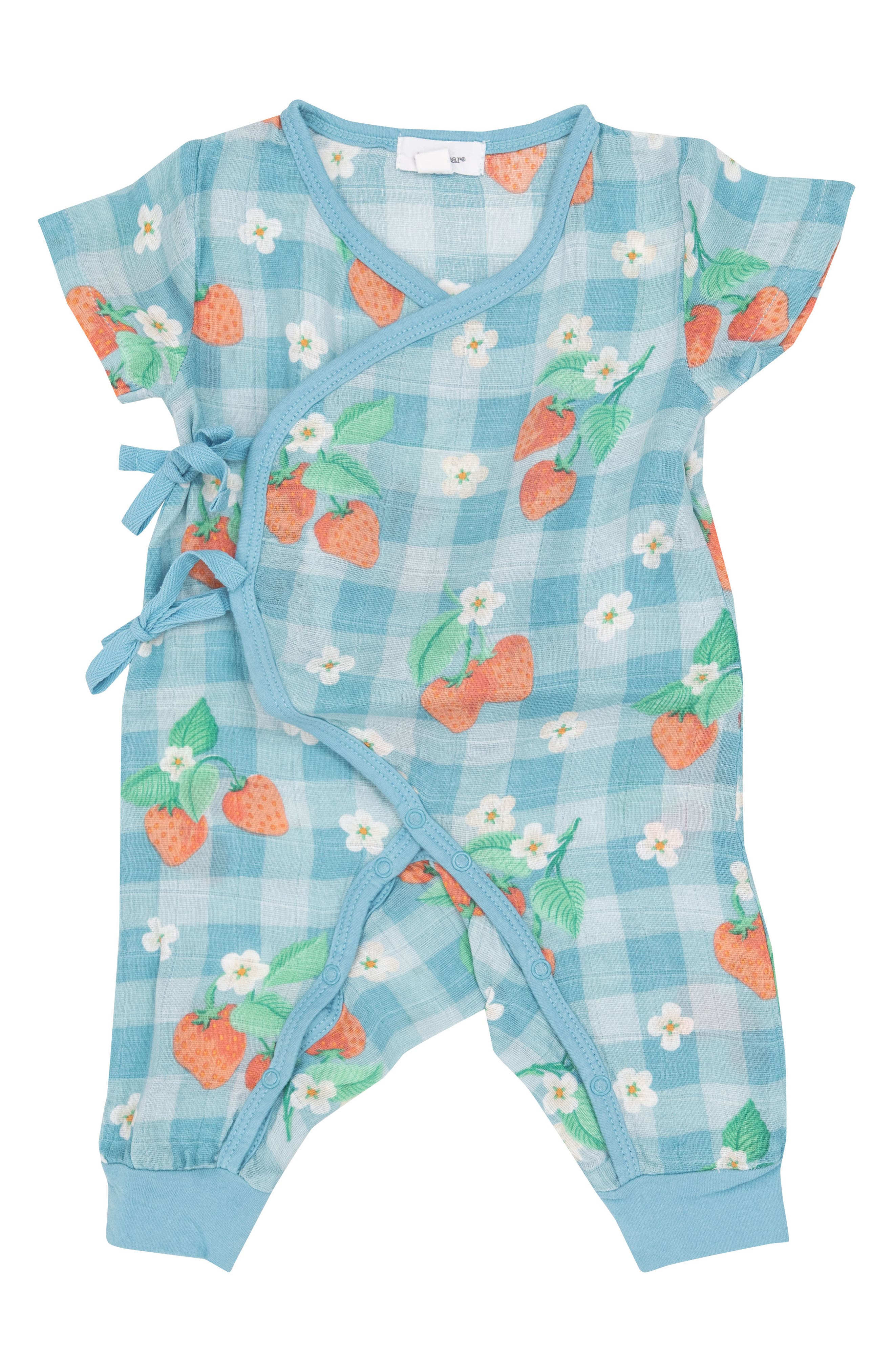 Angel Dear Strawberry Gingham Wrap Romper Nordstrom