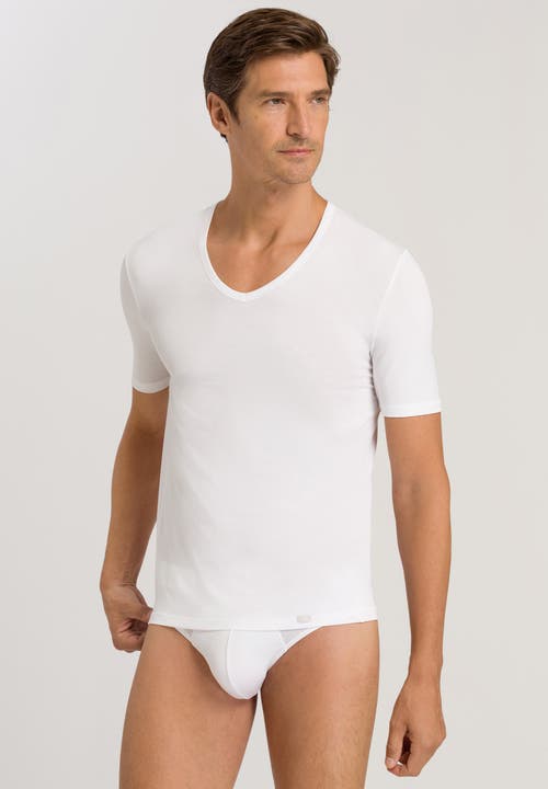 Hanro Cotton Pure V-neck T-shirt In White