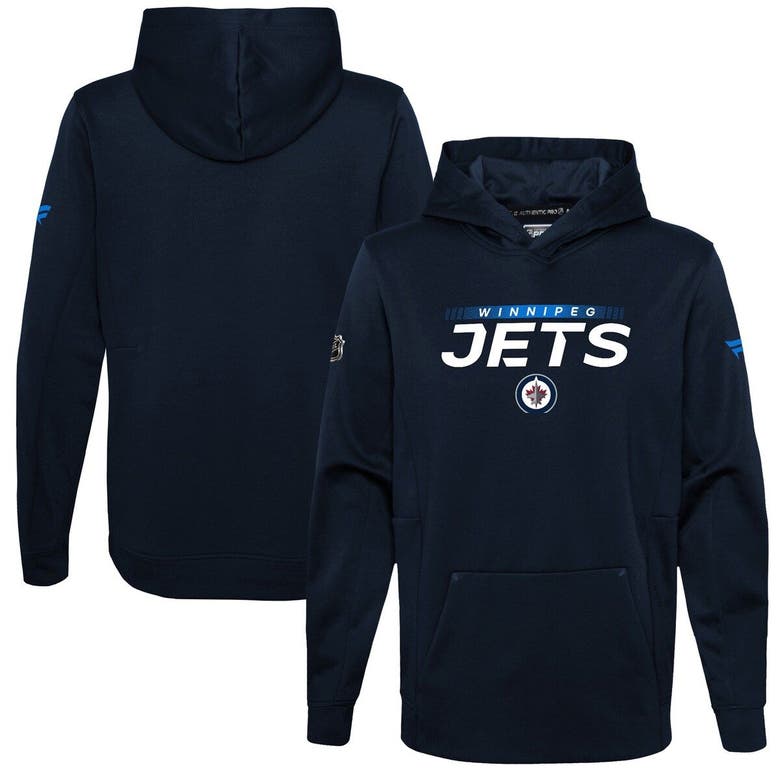 Fanatics Kids' Youth  Branded Navy Winnipeg Jets Authentic Pro Pullover Hoodie