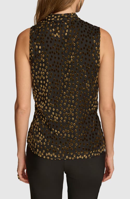 Shop Donna Karan New York Velvet Burnout Dot Sleeveless Top In Black/gold