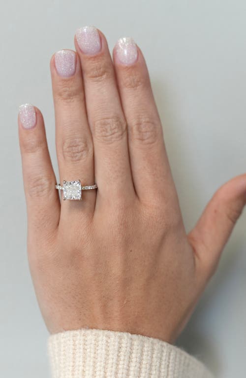 Hautecarat Cushion & Pavé Lab Created Diamond 18k Gold Ring In 18k White Gold