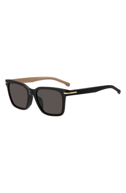 Shop Hugo Boss Boss 54mm Rectangular Sunglasses In Black Beige/grey