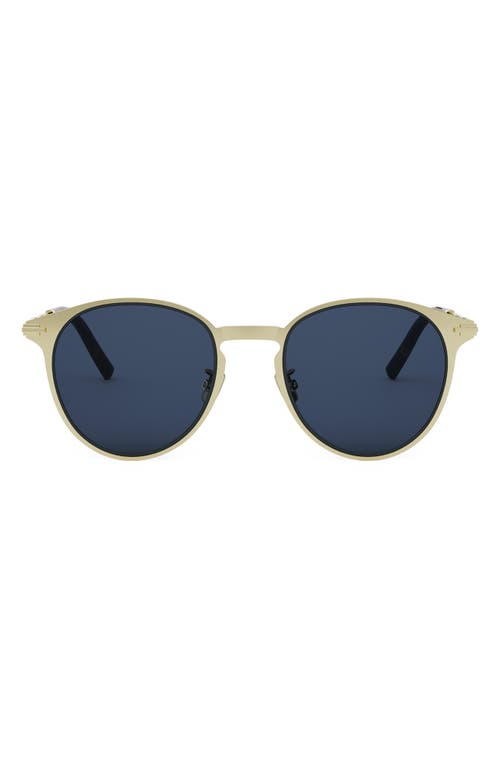 Shop Dior 'blacksuit R8u 51mm Round Sunglasses In Shiny Gold Dh/blue