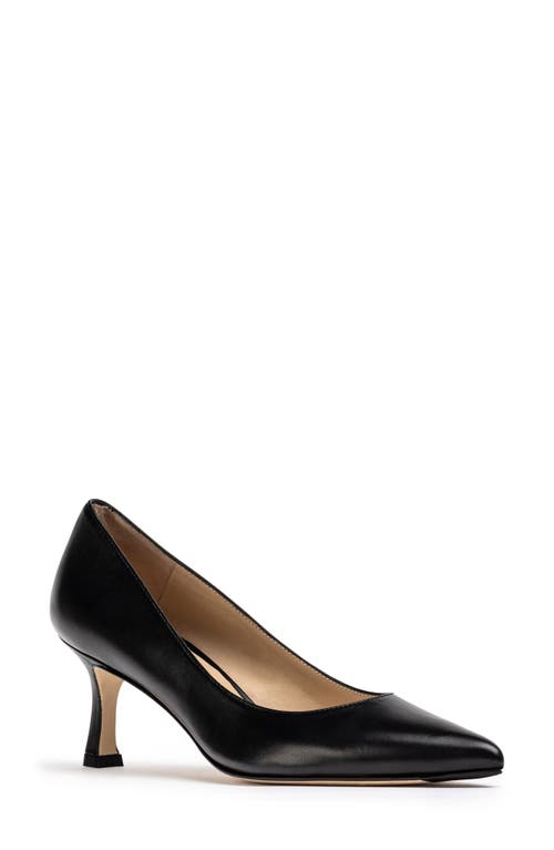 Carlie Pointed Toe Pump in Black Leather