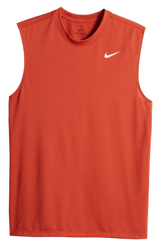 Shop Nike Dri-fit Legend Fitness Muscle T-shirt In Dragon Red/ White
