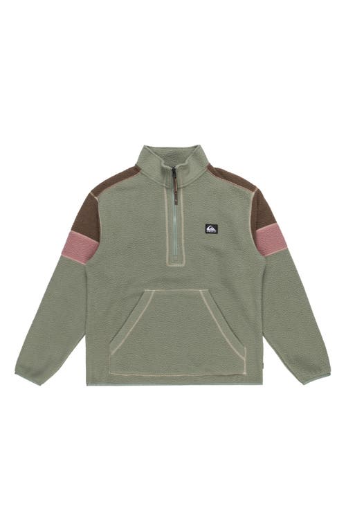 Quiksilver Clean Coast Recycled Polyester Fleece Half Zip Pullover In Sea Spray