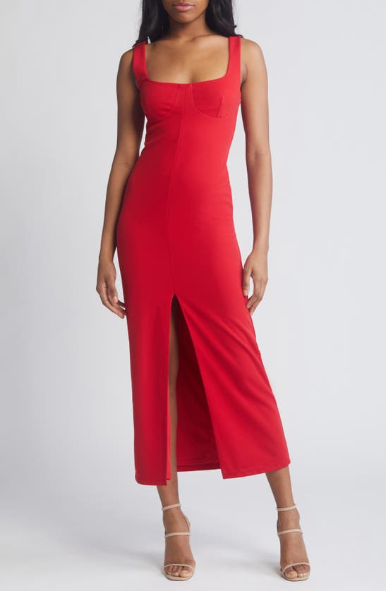 Shop Wayf The Bravado Slit Front Maxi Dress In Red