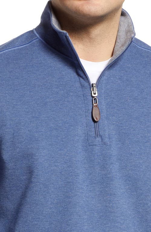 Johnston & Murphy Reversible Quarter Zip Pullover In Blue/light Gray