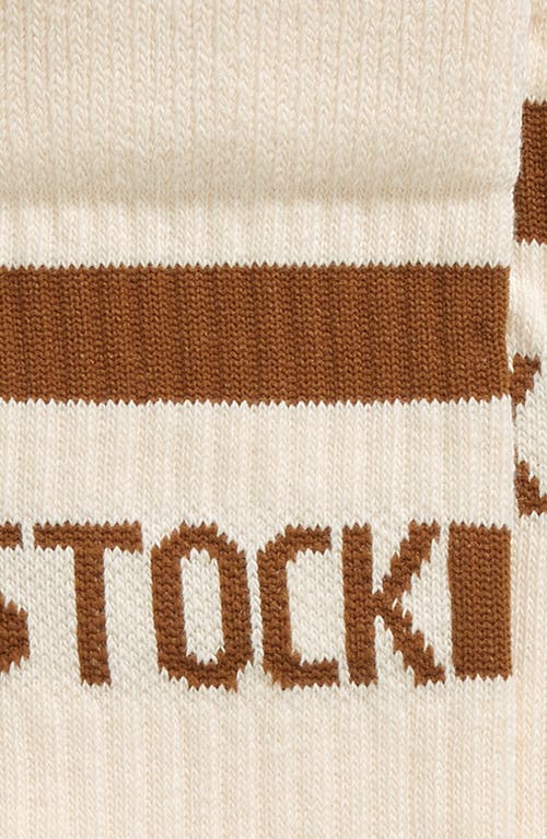 Shop Birkenstock Stripe Logo Crew Socks In Eggshell