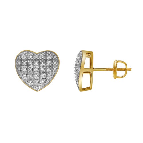 Luvmyjewelry Cherish 10k Yellow Gold Cluster Diamond Unisex Earrings In 10k Yellow Gold