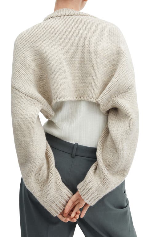 Mango Crewneck Crop Sweater In Light/pastel Grey