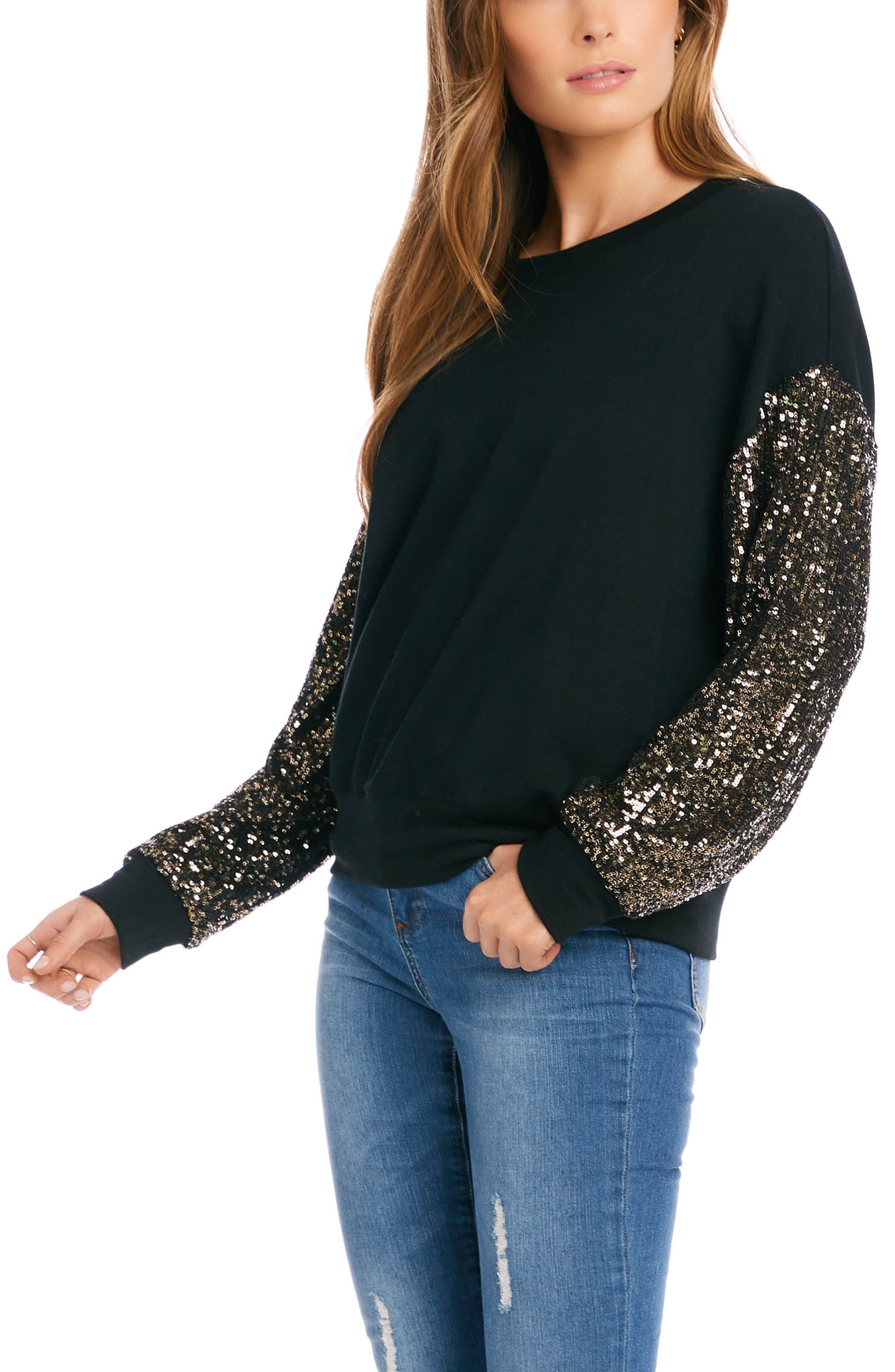 Karen Kane Sequin Sleeve Top | Nordstrom