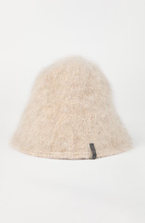 Shop Brunello Cucinelli Mohair And Wool Knit Bucket Hat With Monili In Beige