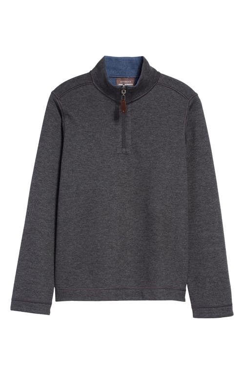 Shop Johnston & Murphy Kids' Solid Reversible Quarter Zip Pullover In Charcoal/blue