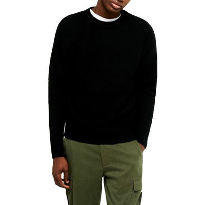 Topman Harlow Classic Fit Solid Crewneck Sweater, Black