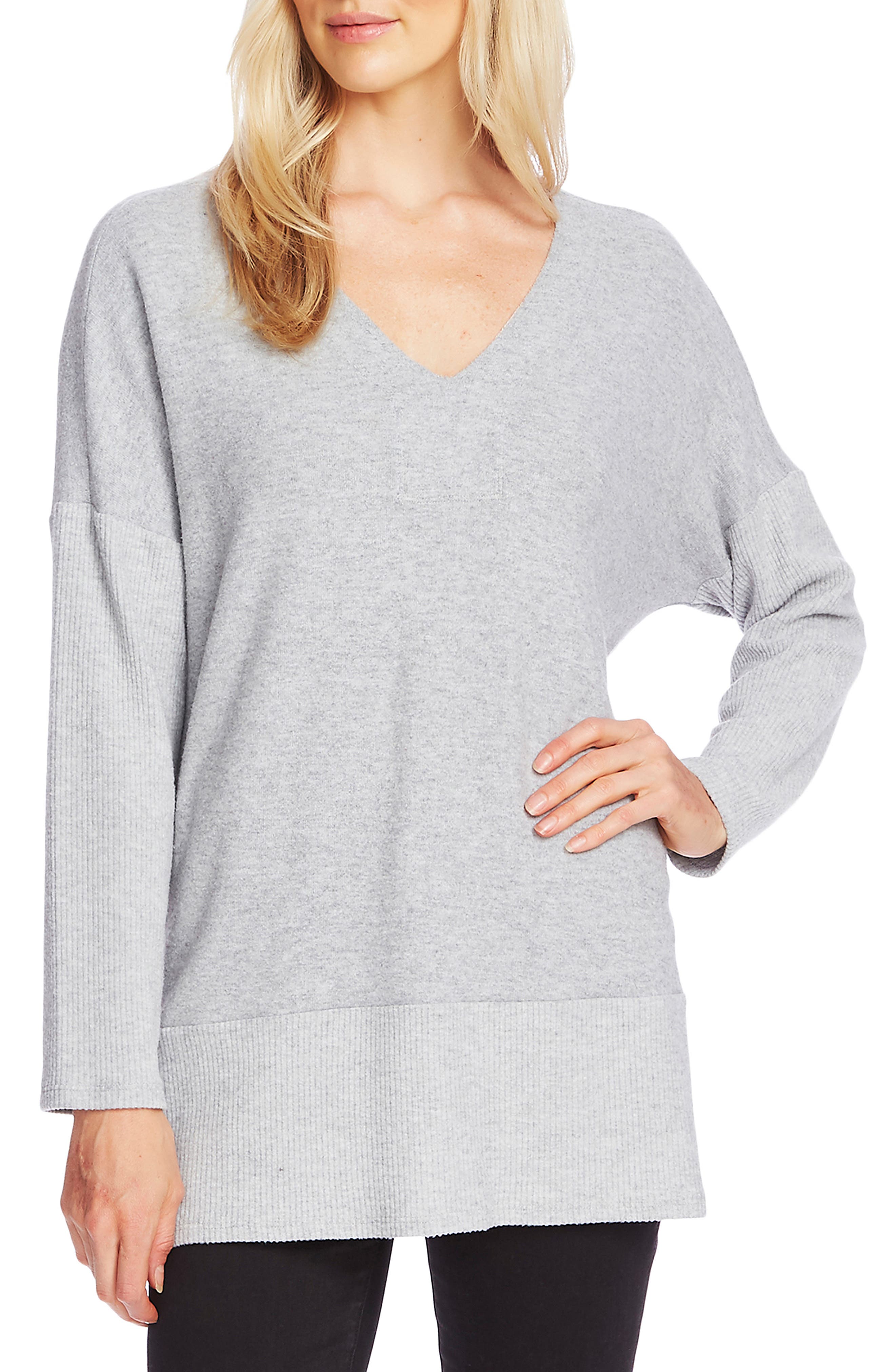 Vince Camuto Sweaters Ribbed Detail Tunic Sweater