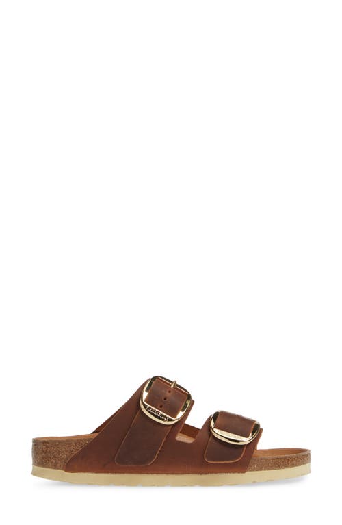 Shop Birkenstock Arizona Big Buckle Slide Sandal In Antique Cognac Oiled Leather