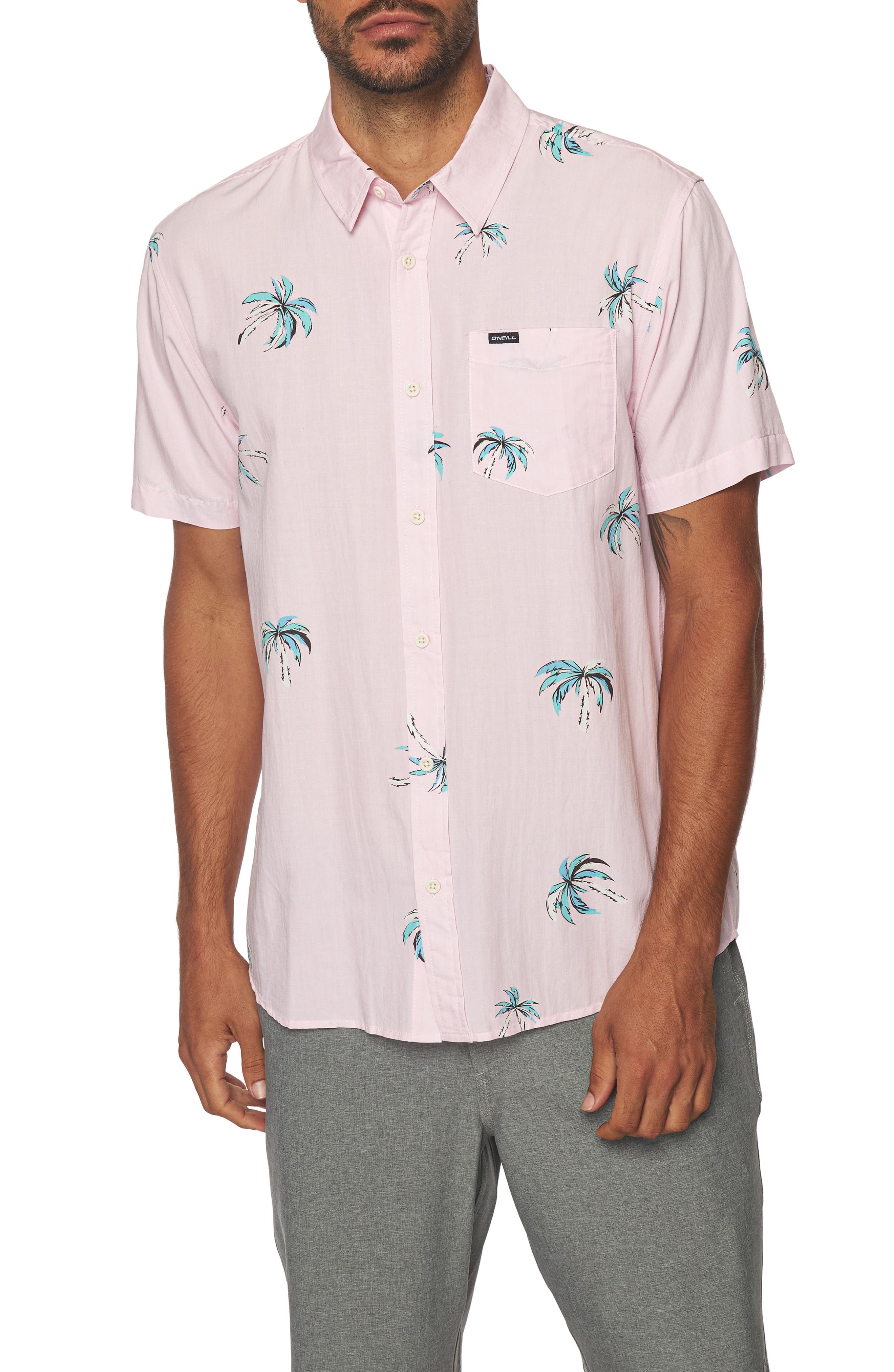 Mens Palm Trees Surfer Beach Wave Short Sleeves Polo Sport Shirt