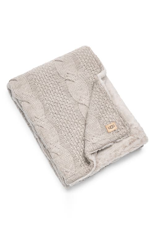 UGG(r) Erie Cable & Plush Reversible Throw Blanket in Oyster