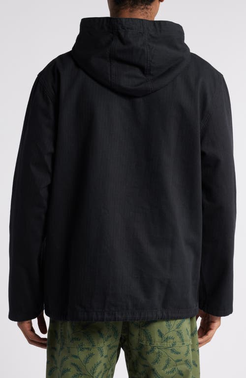 Shop Service Works Herringbone Market Smock Hoodie In Black