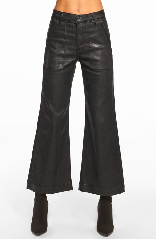 Shop Ramy Brook Clifford Metallic Coated Crop Wide Leg Jeans In Black Metallic Denim