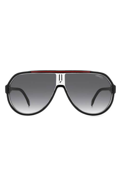 64mm Oversize Gradient Aviator Sunglasses in Black Red/Grey Shaded