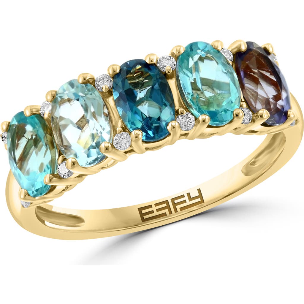 Effy 14k Yellow Gold Semiprecious Stone & Diamond Ring In Blue