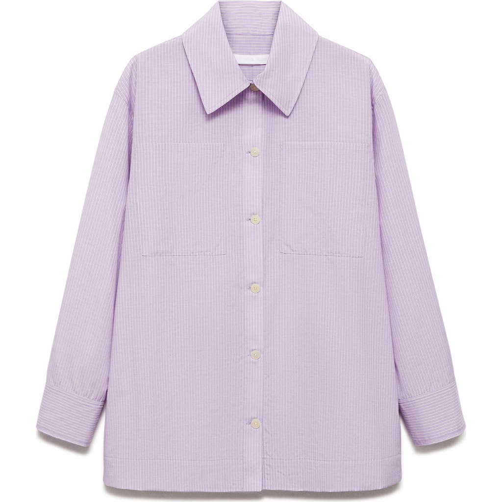 MANGO MANGO STRIPE OVERSIZE BUTTON-UP SHIRT