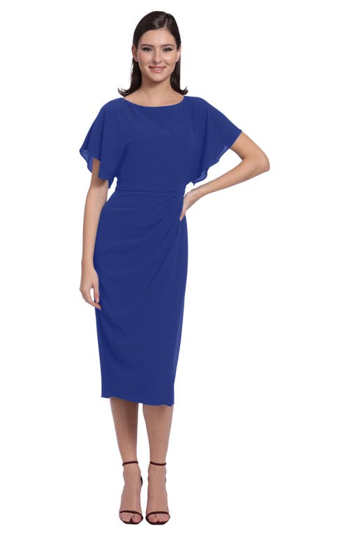 Shop Maggy London Flutter Sleeve Midi Dress In Sodalite Blue