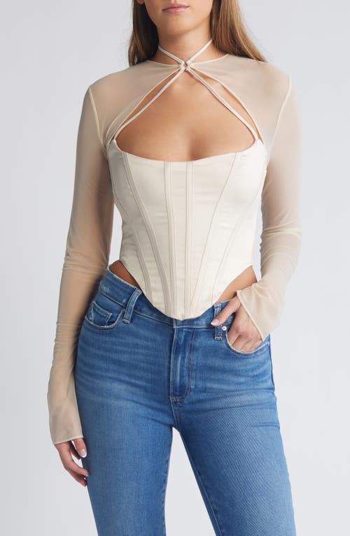 Mistress Rocks Know You Long Sleeve Corset Top Vanilla at Nordstrom,